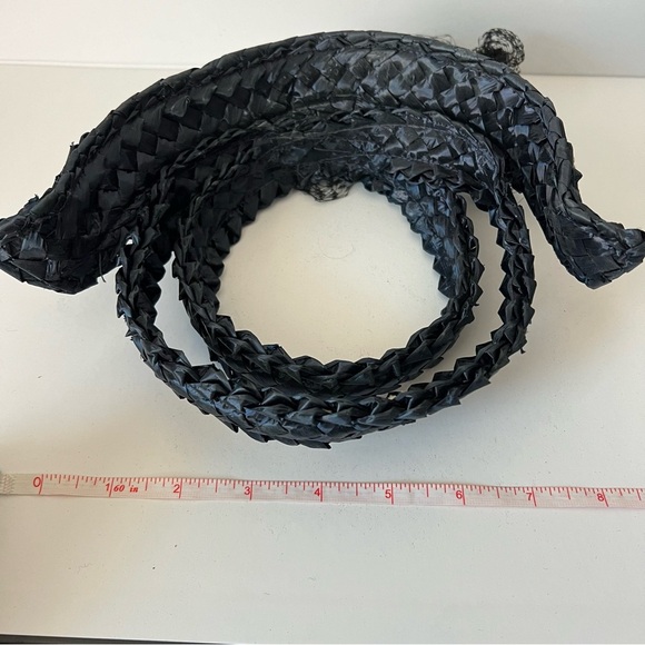 Vintage Retro Toni Leslie Braided Black Ladies Hat with Bow and Face Netting - Picture 12 of 12